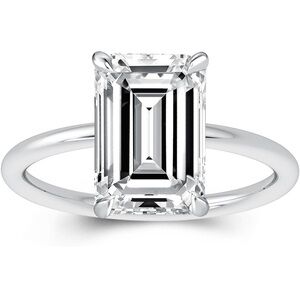 3.5ct Cubic Zirconia Elongated Emerald Cut Engagement Ring 925 sterling silver